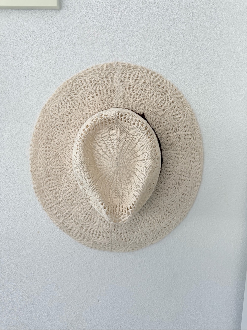 Cream Crochet Lace Western Cowboy Hat Braided Band